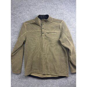 ExOfficio Sweater Mens 2XL Green Polyester Fleece Mock Neck Henley Pullover